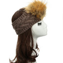 New Women Knitted Headband Faux Fur Trim Elastic Hairband Ear Warmer Hat Headwear