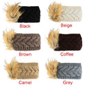 New Women Knitted Headband Faux Fur Trim Elastic Hairband Ear Warmer Hat Headwear