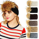 New Women Knitted Headband Faux Fur Trim Elastic Hairband Ear Warmer Hat Headwear