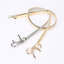 New Fashion Women Belt Bow Clasp Front Stretch Spring Waist Strap Skinny Elastic Waistband Gold/Silver