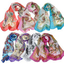 New Fashion Women Chiffon Scarf Folding Fan Floral Print Long Shawl Beach  Pashmina Elegant Thin Scarf