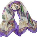 New Fashion Women Chiffon Scarf Folding Fan Floral Print Long Shawl Beach  Pashmina Elegant Thin Scarf