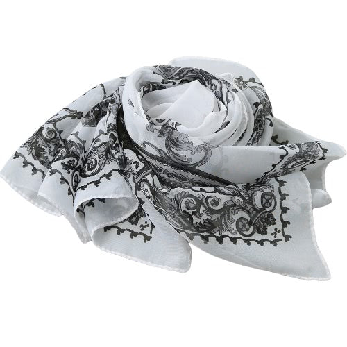 New Fashion Women Chiffon Scarf Folding Fan Floral Print Long Shawl Beach  Pashmina Elegant Thin Scarf