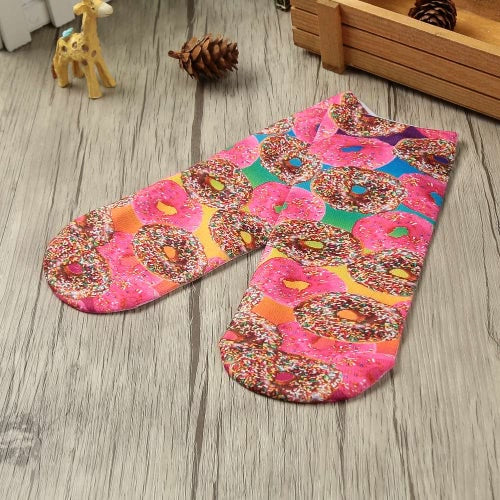 New Fashion Women Socks Cute Print Low Cut Ankle Breathable Stretchy Casual Socks