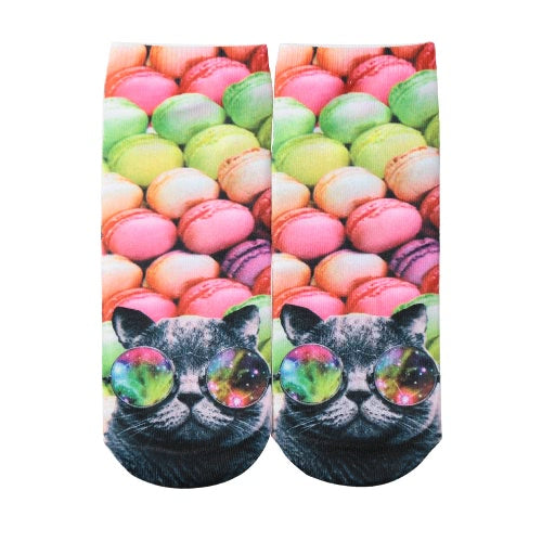 New Fashion Women Socks Cute Print Low Cut Ankle Breathable Stretchy Casual Socks