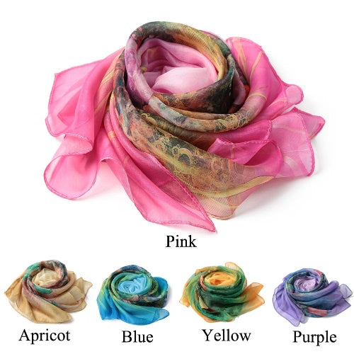 New Fashion Women Scarf Floral Print Two Tiers Beading Long Thin Elegant Pashmina Beach Cover UP Blouse