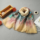 New Fashion Women Scarf Floral Print Two Tiers Beading Long Thin Elegant Pashmina Beach Cover UP Blouse