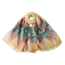 New Fashion Women Scarf Floral Print Two Tiers Beading Long Thin Elegant Pashmina Beach Cover UP Blouse