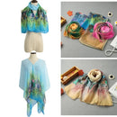 New Fashion Women Scarf Floral Print Two Tiers Beading Long Thin Elegant Pashmina Beach Cover UP Blouse