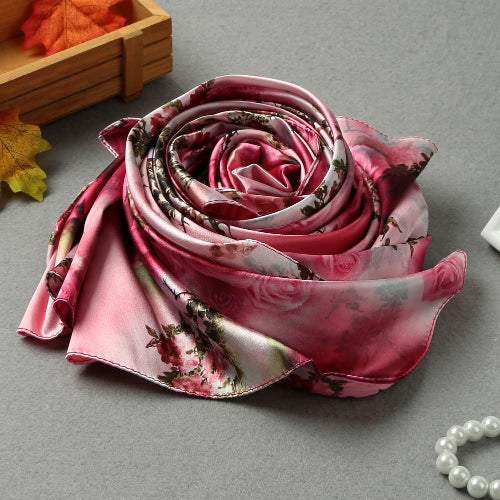 New Fashion Women Silk Scarf Special Pattern Print Long Shawl Elegant Vintage Soft Cape