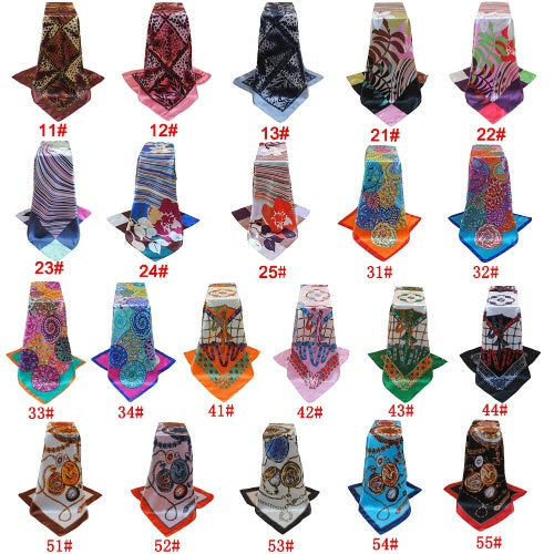 New Vintage Women Scarf Contrast Print Square Design Wraparound Thin shawl Satin Kerchief