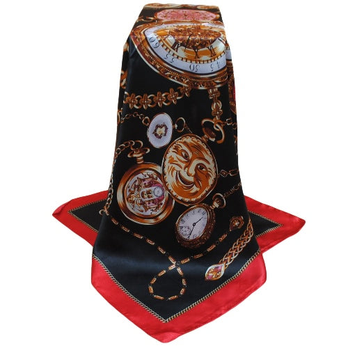 New Vintage Women Scarf Contrast Print Square Design Wraparound Thin shawl Satin Kerchief