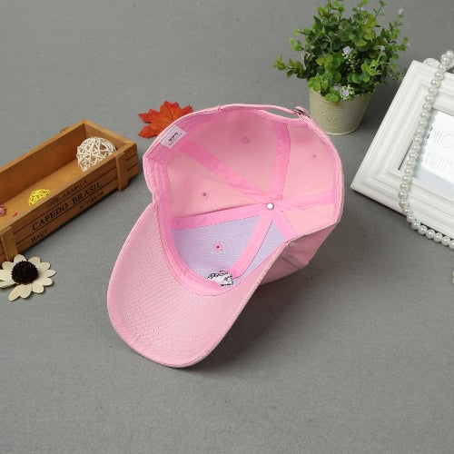 New Fashion Women Men Cap Solid Color Embroidery Pattern Snap Flat Baseball Hip-Pop Cap White/Pink/Black