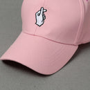 New Fashion Women Men Cap Solid Color Embroidery Pattern Snap Flat Baseball Hip-Pop Cap White/Pink/Black