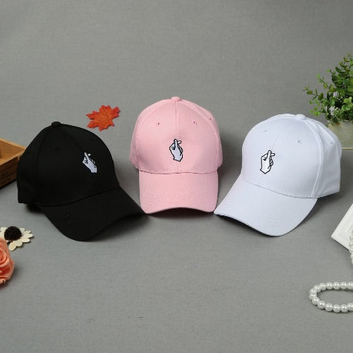 New Fashion Women Men Cap Solid Color Embroidery Pattern Snap Flat Baseball Hip-Pop Cap White/Pink/Black