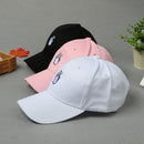 New Fashion Women Men Cap Solid Color Embroidery Pattern Snap Flat Baseball Hip-Pop Cap White/Pink/Black