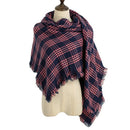 New Fashion Women Pashmina Scarf Plaid Print Tassel Long Shawl Vintage Warm Cape