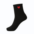 New Women Girl Socks Solid Heart-Shaped Print Breathable Stretchy Casual Sport Long Socks