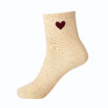 New Women Girl Socks Solid Heart-Shaped Print Breathable Stretchy Casual Sport Long Socks