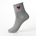 New Women Girl Socks Solid Heart-Shaped Print Breathable Stretchy Casual Sport Long Socks