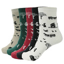 New Fashion Women Ankle Socks Contrast Tree Cartoon Pattern Colorblock Ribbed Cuffs Casual Socks