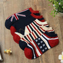 Fashion Men Women Ankle Socks Contrast Flag Stripe Star Thin Breathable Stretch Boat Sock Slippers