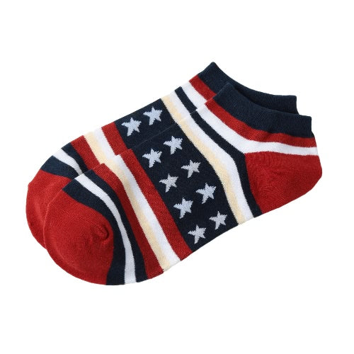 Fashion Men Women Ankle Socks Contrast Flag Stripe Star Thin Breathable Stretch Boat Sock Slippers