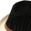 Fashion Boy Girl Straw Hat Hollow Sheer Mesh Contrast Belt Fedora Curly Brim Baby Kids Unise Panama Jazz Trilby Hat Cap