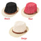 Fashion Boy Girl Straw Hat Hollow Sheer Mesh Contrast Belt Fedora Curly Brim Baby Kids Unise Panama Jazz Trilby Hat Cap