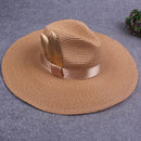 Women Sprint Summer Sun Cap Vintage Wide-Brim Fedora Hats Bowler Floppy Beach Hat Brown