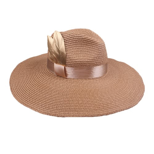 Women Sprint Summer Sun Cap Vintage Wide-Brim Fedora Hats Bowler Floppy Beach Hat Brown