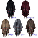 New Women Knitted Poncho Cape Hooded Stripe Oversized Cardigan Sweater Long Shawl Scarf Cashmere Pashmina