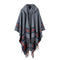 New Women Knitted Poncho Cape Hooded Stripe Oversized Cardigan Sweater Long Shawl Scarf Cashmere Pashmina