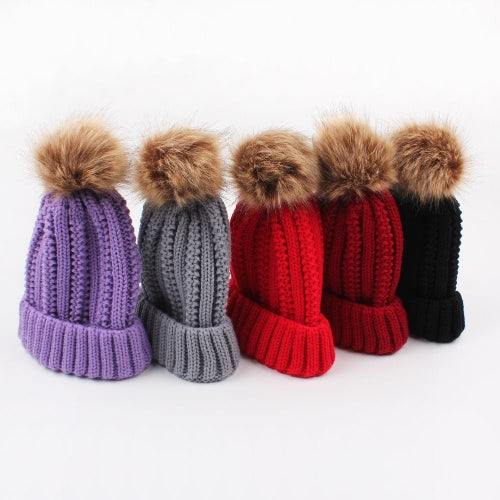 Women Winter Hat Knit Beanie Skullies Pom Pom Causal Warm Outdoor Thick Female Cap