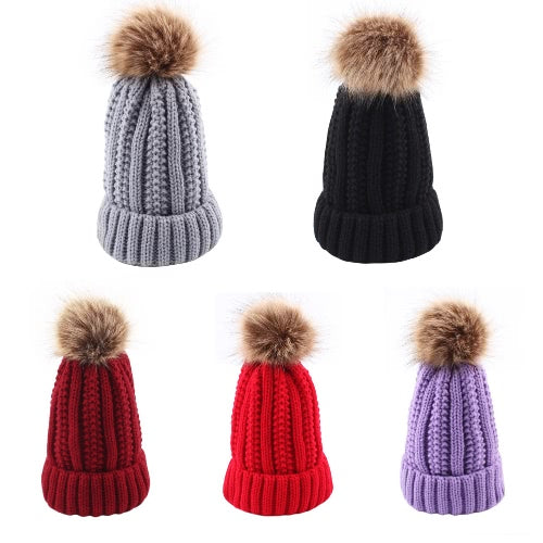 Women Winter Hat Knit Beanie Skullies Pom Pom Causal Warm Outdoor Thick Female Cap