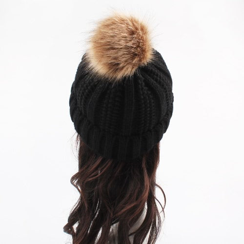 Women Winter Hat Knit Beanie Skullies Pom Pom Causal Warm Outdoor Thick Female Cap