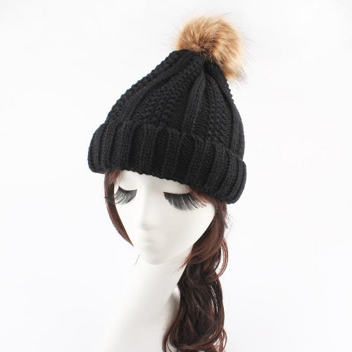 Women Winter Hat Knit Beanie Skullies Pom Pom Causal Warm Outdoor Thick Female Cap