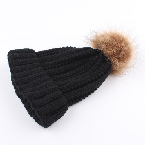 Women Winter Hat Knit Beanie Skullies Pom Pom Causal Warm Outdoor Thick Female Cap