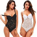 Hot Sexy Women Semi-sheer Mesh Lace Bodysuit Overalls Lingerie Sleepwear Nightwear White/Black