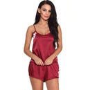 Sexy Women Short Satin Pajamas Set Embroidered Flower Camisole And Shorts Sleepwear Nightwear