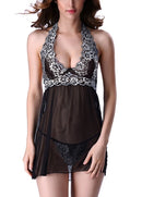 Sexy Women Sheer Lace Mesh Babydoll Backless High Waist G-String Chemise Dress Sleepwear Lingerie