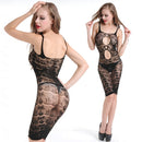 Women Erotic Lingerie Babydoll Sheer Mesh Floral Lace Spaghetti Strap Backless Sexy Sleepwear Black