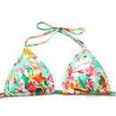 Sexy Women Bikini Set Floral Print Triangle Padded Top Self-tie Swimwear Swimsuit Beachwear Green