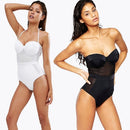 Women One Piece Mesh Swimsuit  High Waist Halter Tie Swimwear Beach Playsuit Jumpsuit Rompers