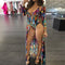 Sexy Women Swimsuit Cover Up Colorful Print Lace-Up Wireless Padding Bathing Suit Beach Wear Swimwear Overall