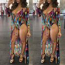 Sexy Women Swimsuit Cover Up Colorful Print Lace-Up Wireless Padding Bathing Suit Beach Wear Swimwear Overall