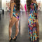 Sexy Women Swimsuit Cover Up Colorful Print Lace-Up Wireless Padding Bathing Suit Beach Wear Swimwear Overall