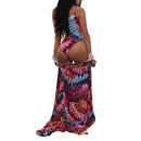 Sexy Women Swimsuit Cover Up Colorful Print Lace-Up Wireless Padding Bathing Suit Beach Wear Swimwear Overall