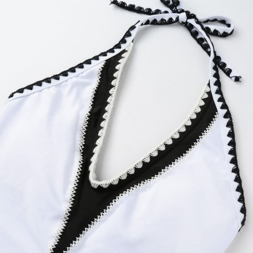 Women One Piece Swimsuit Sexy Backless Swimwear Crochet Monokini Bodysuit Beach Bathing Suit White