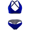 Sexy Women Bikini Set Swimwear Swimsuit Cross Back Padded Brief Two Piece Bathing Suit Beachwear Blue